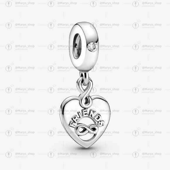 Pandora Friends Forever Heart Dangle Charm - Picture 1 of 2